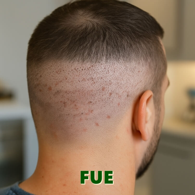 Zone donneuse après greffe de cheveux FUE