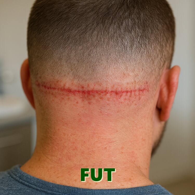 Zone donneuse après greffe de cheveux FUT