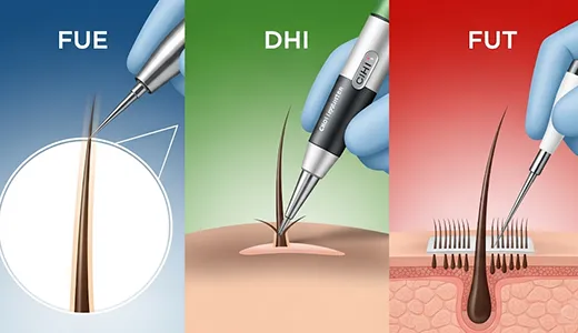 Comparing FUE, DHI, and FUT